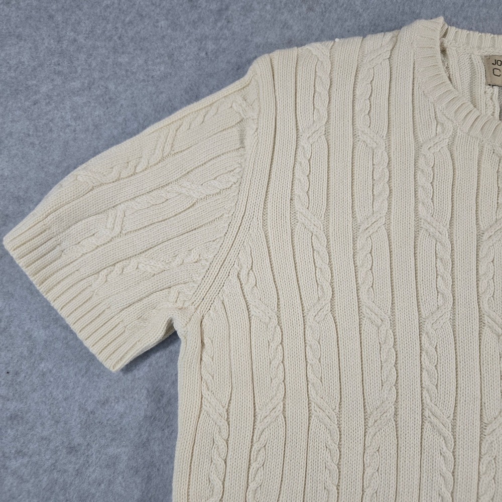 Jones New York Country Cream Cable Knit Short Sleeve Cotton Sweater Large - Picture 10 of 14
